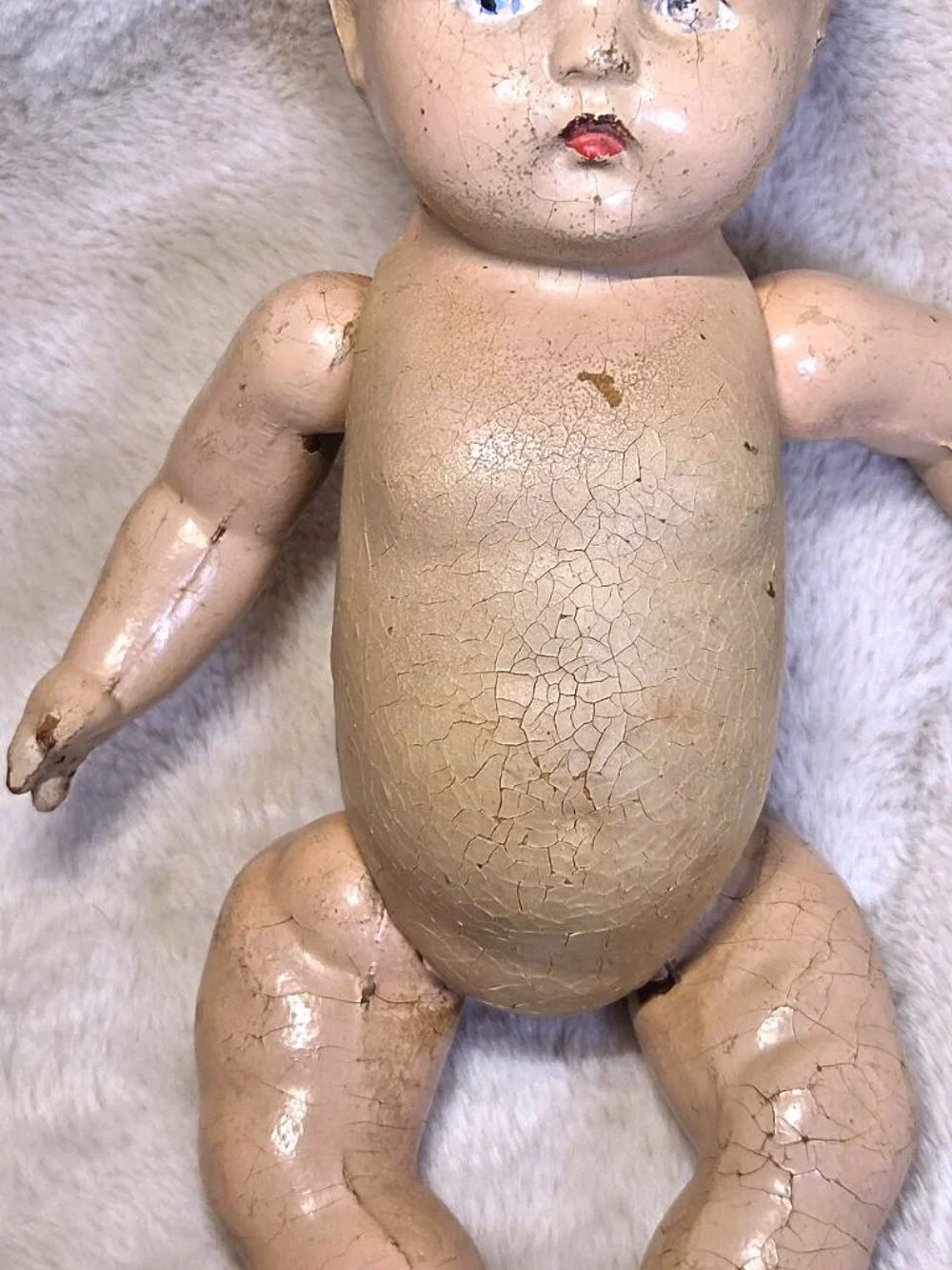 Vintage 1920s - 30s Composition Baby Doll - Unmarked - Needs Repair - #F